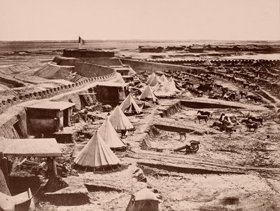 1860年の中国戦争中のフランスの馬の野営地 作： French Photographer